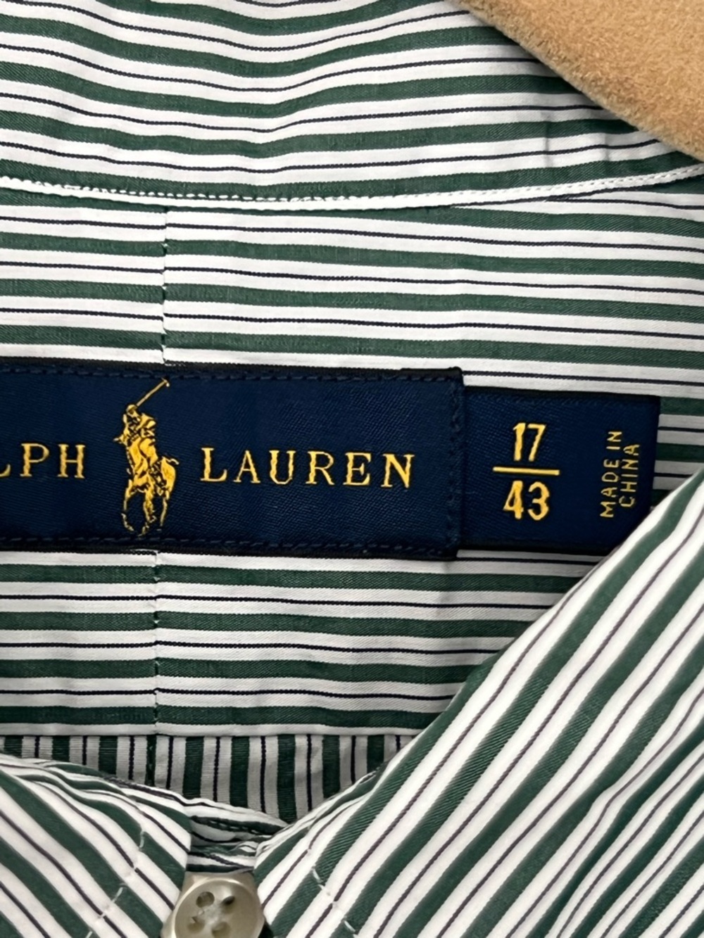 Ralph Lauren Green, Blue and White Striped Dress Shirt. Big/Tall. - Picture 3 of 7